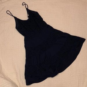 Navy Blue Lace Spaghetti Strap Sundress